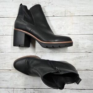 Naturalizer Ankle Boots Women 10M Black Madalynngore Lug Sole Block‎ Heel Zip